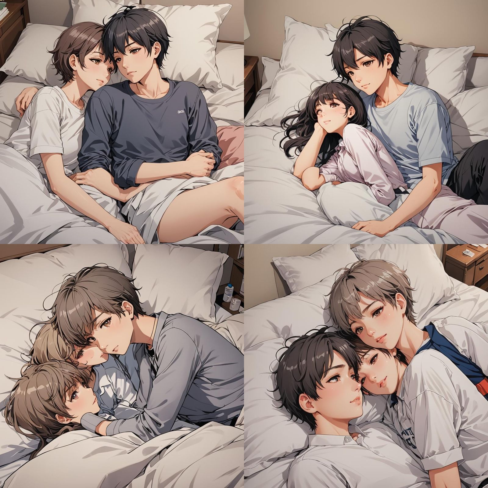 Cute Couple's Kiss in Anime Style