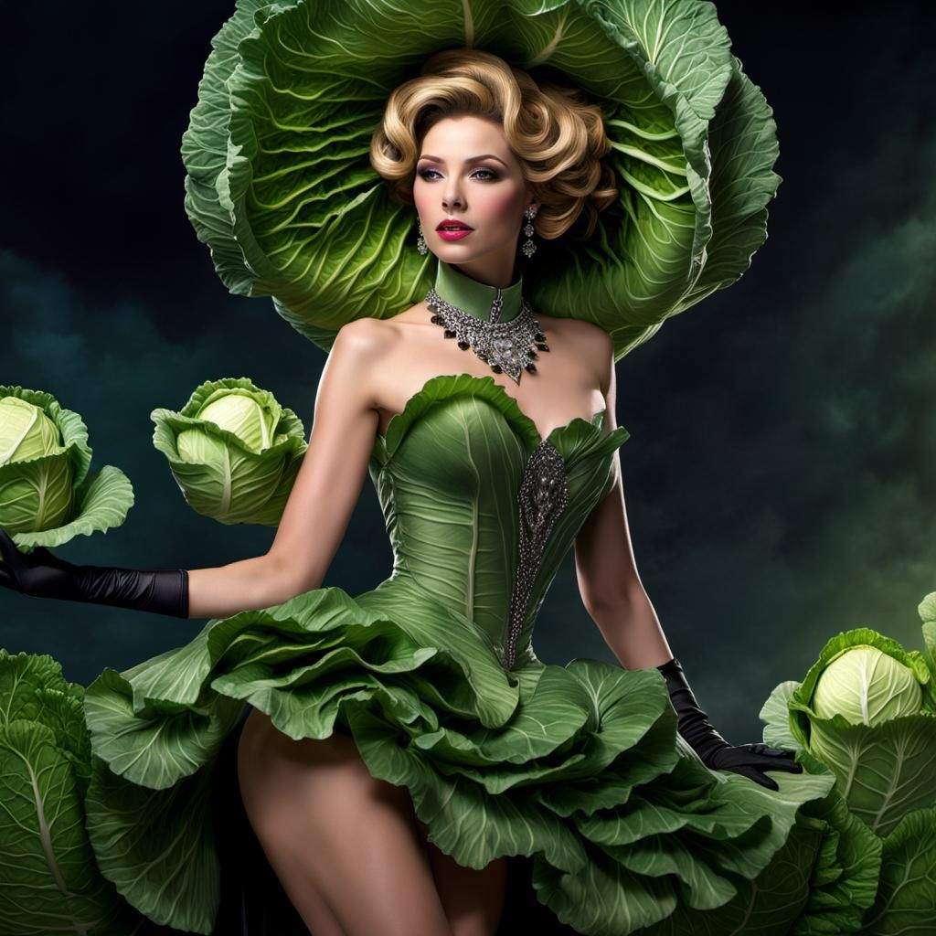 Cabbage Leaf Couture: A Digital Concept Art