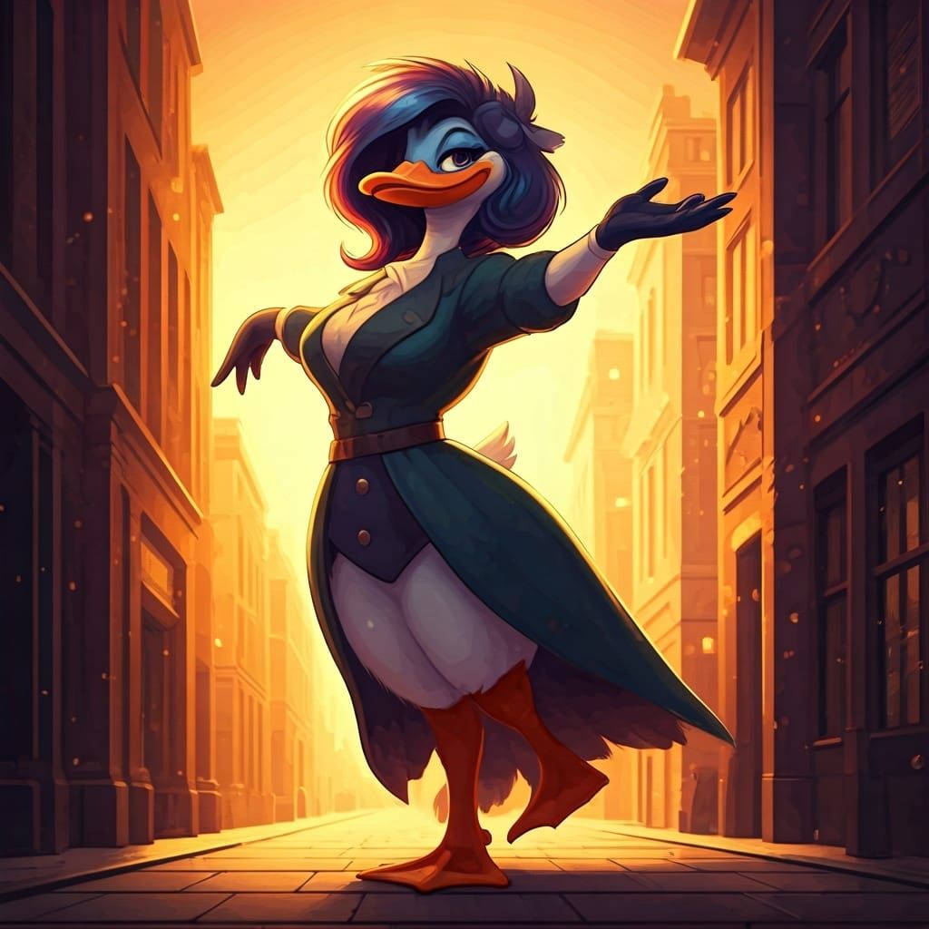 Chromatic Duck Dances in Manga Style Pencil Sketch