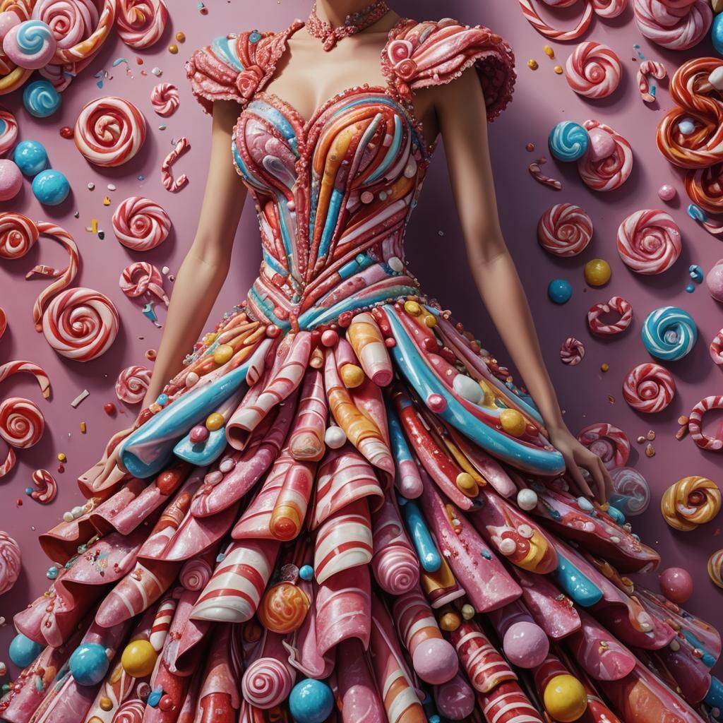 Candy Ballroom Dress in Hyper-Realistic 8K Render