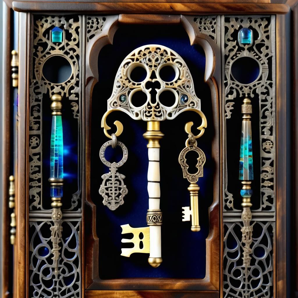 Ornate Whale Bone Key to Floating Doors