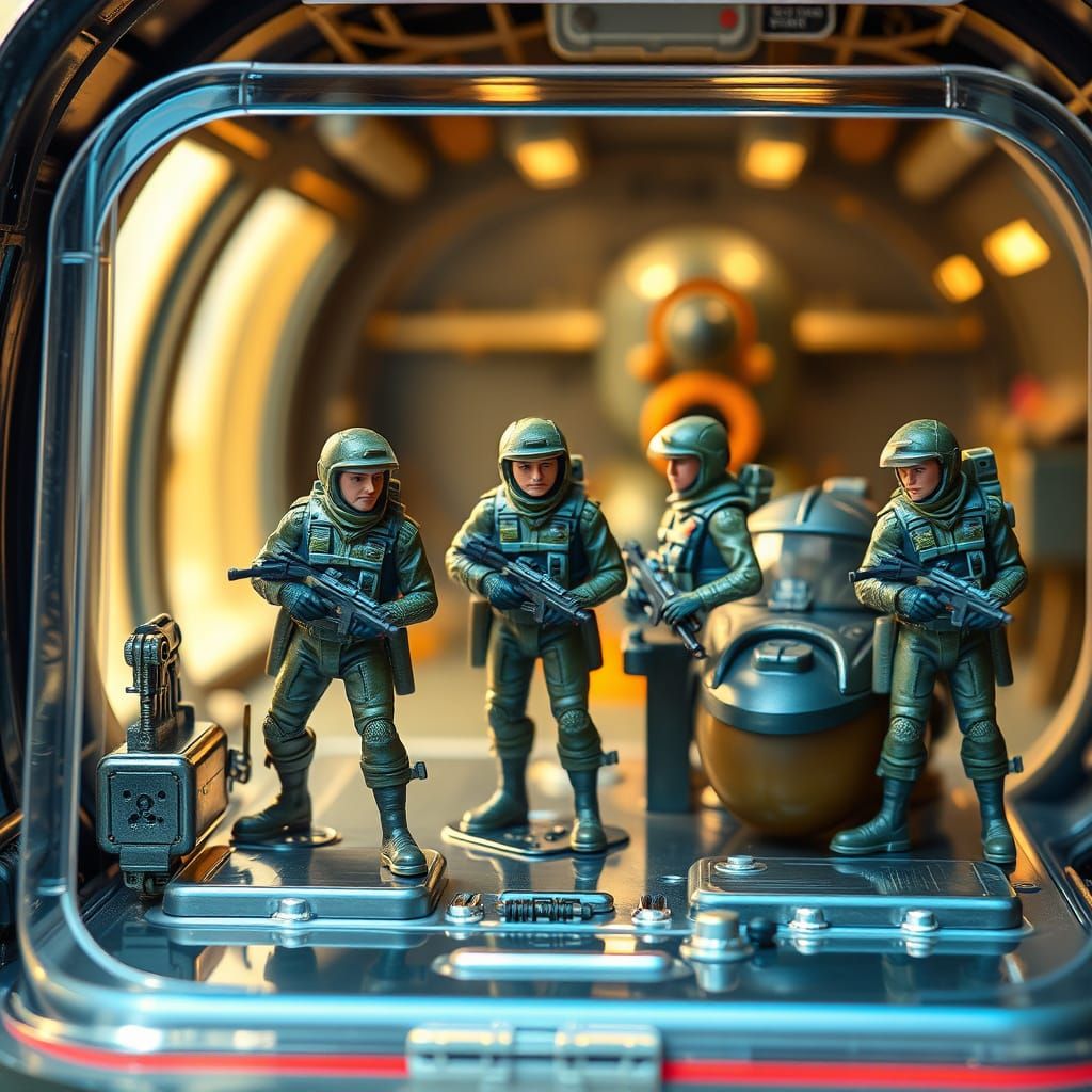Surreal Sci-Fi Toy Soldiers in Vintage Packaging Style