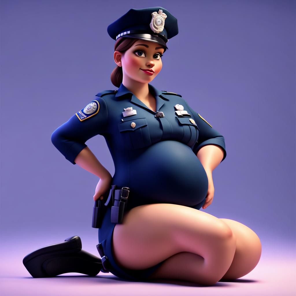 Pregnant Police Officer Illustration in 3D Style