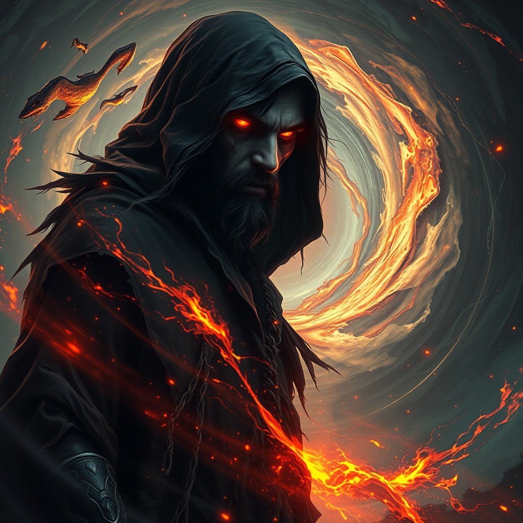 Brooding Nihilist Figure Born From Celestial Storm