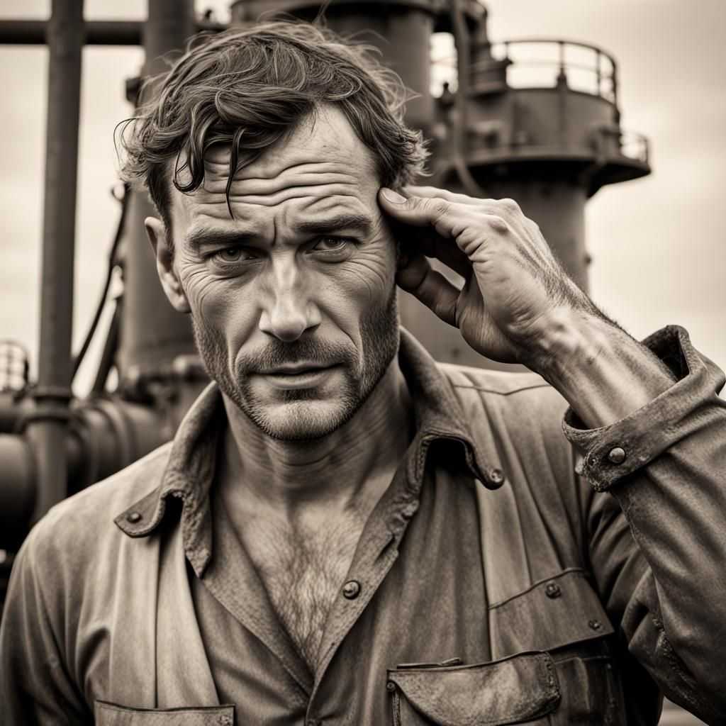 1920s Oil Rig Worker in Photorealistic Style
