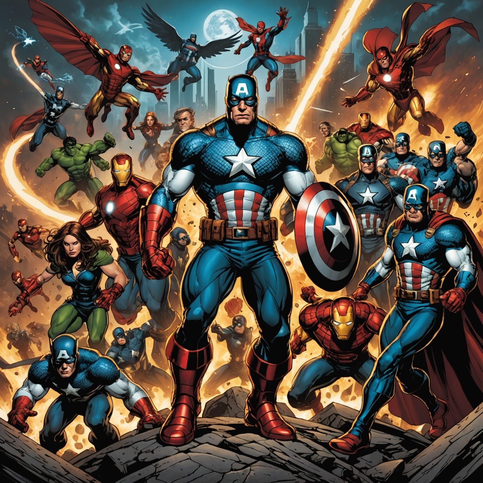 Dynamic Comic Book Art in Marvel Style