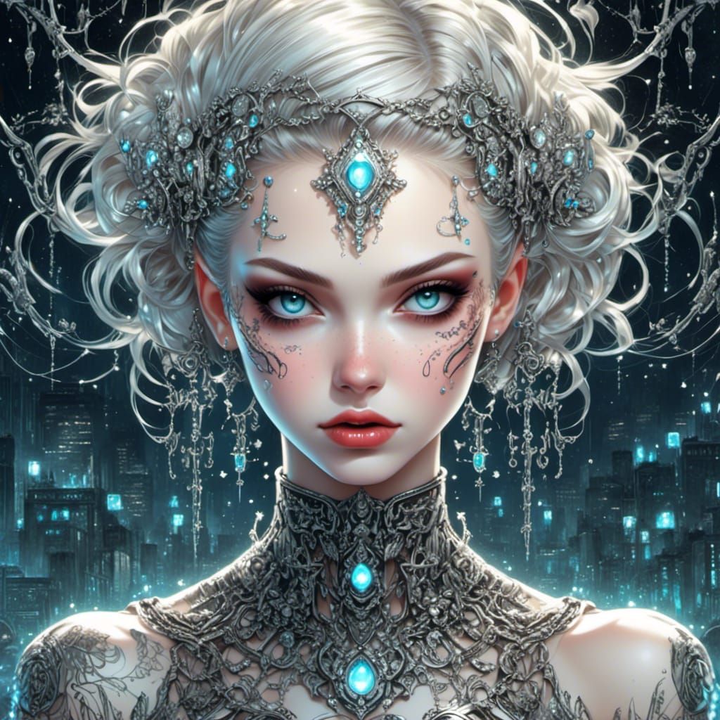 Cyberpunk Magpie with Glowing Circuit Board