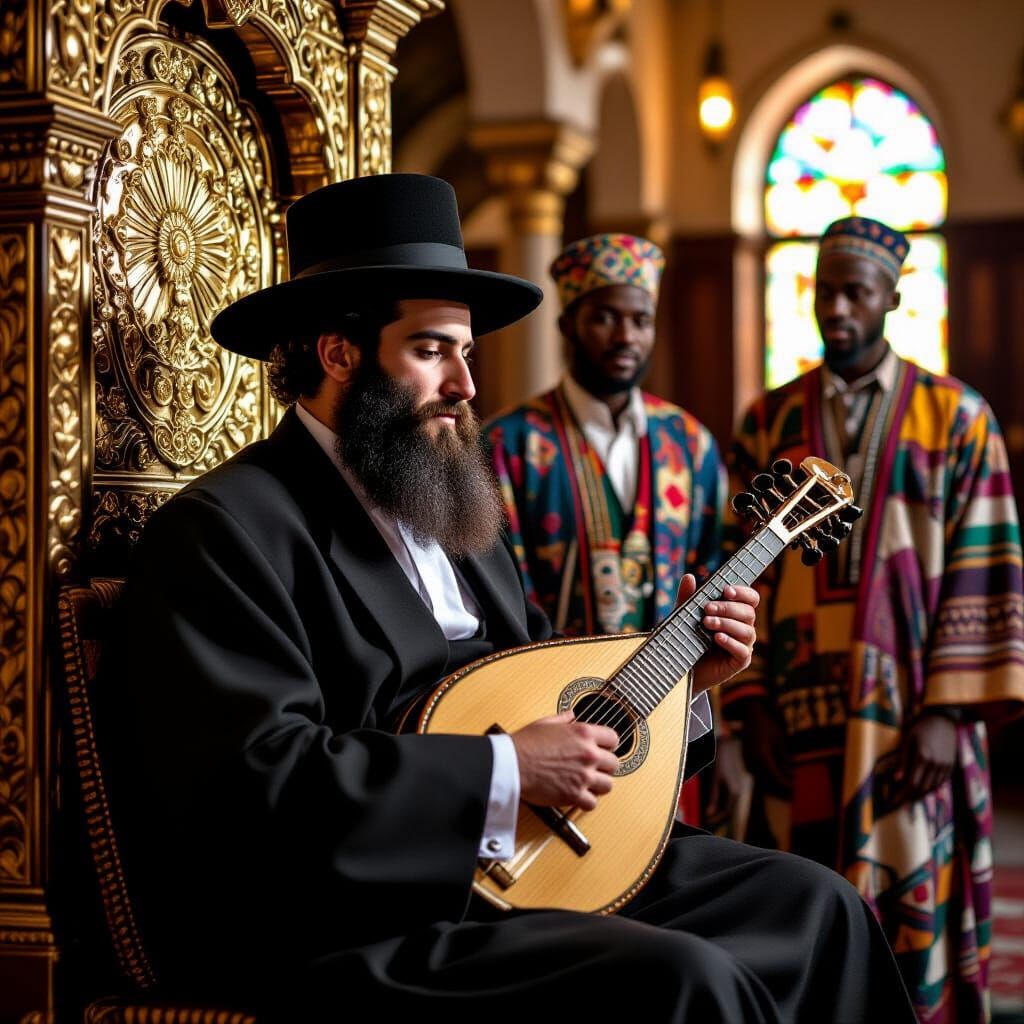 Orthodox Jewish Man Playing African Instrument