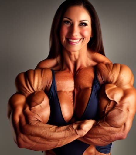 Muscular Female Bodybuilder Flexing Ripped Physique