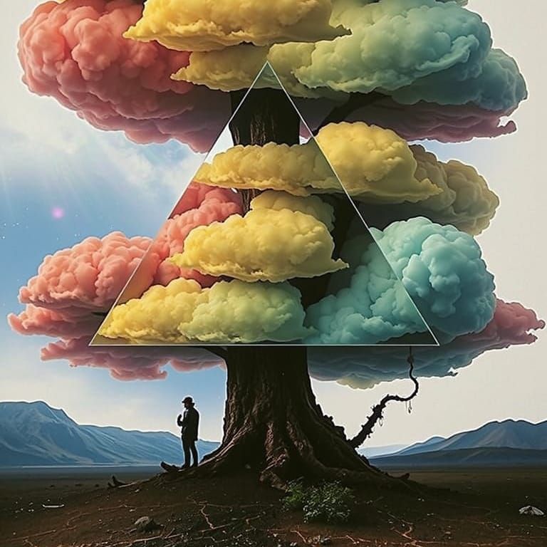 Surreal Steampunk Dreamscape: Penrose Triangle in Moonlight