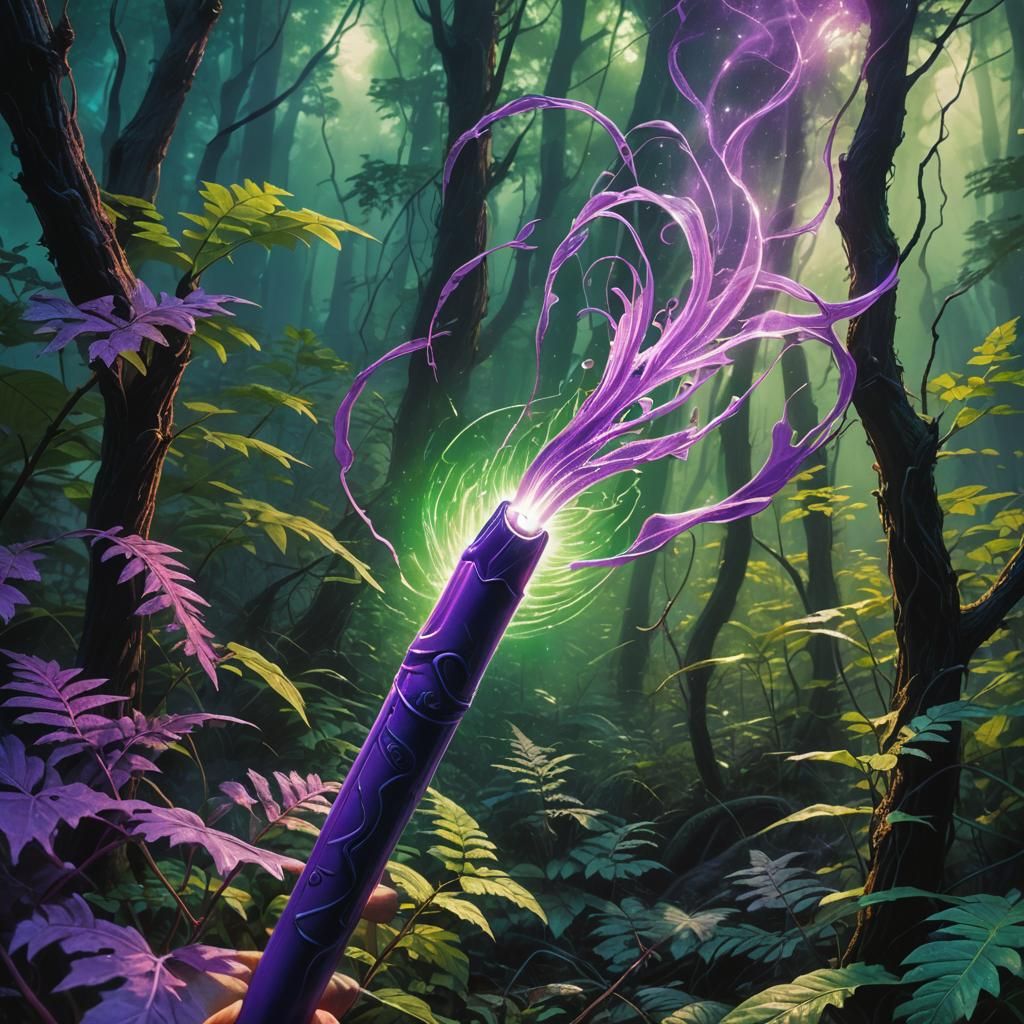 Majestic Crayon Radiating Light in Lush Nature