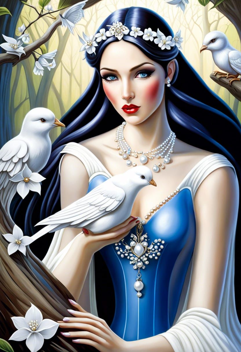 The white dove fairy in a forest