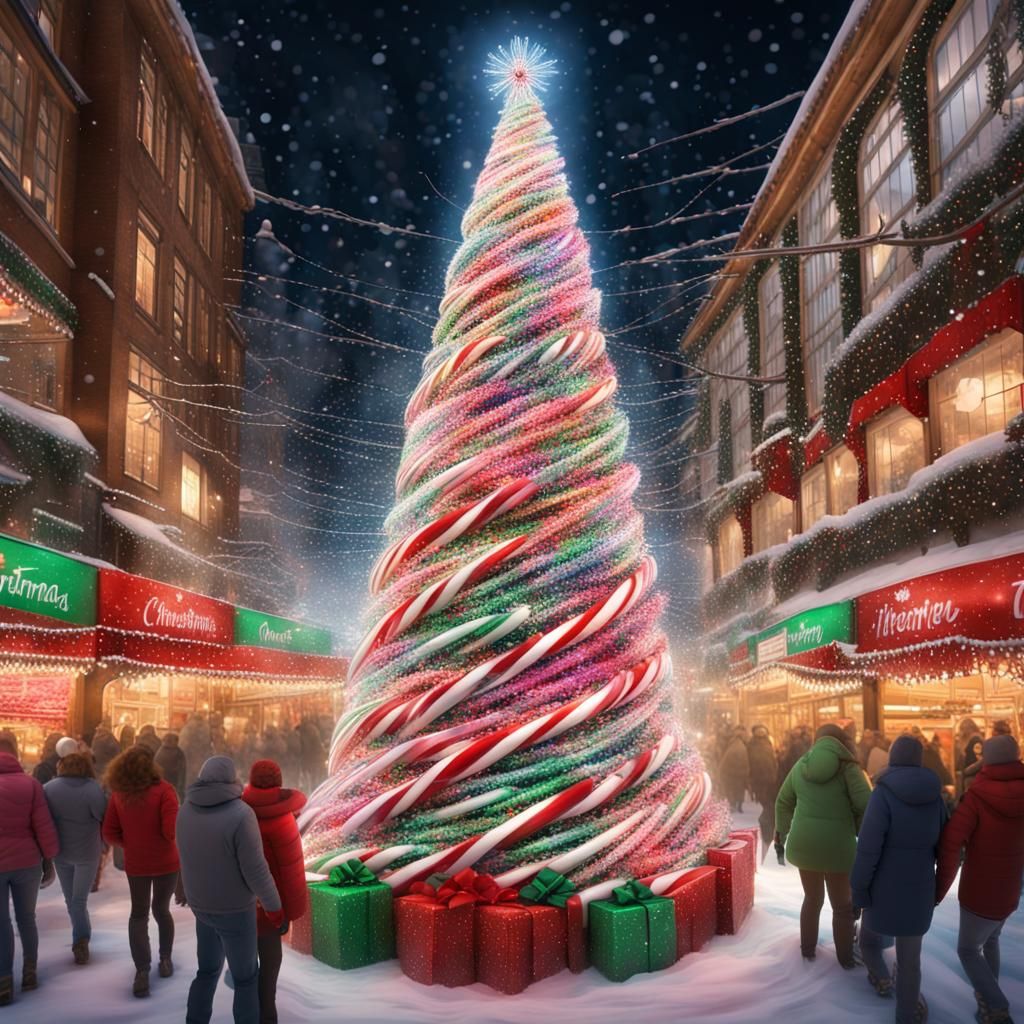 Candy Cane Christmas Tree Digital Artwork