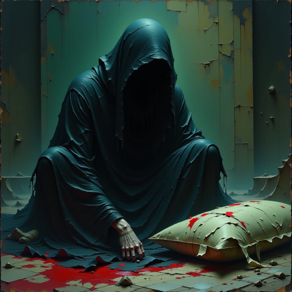 Haunting Figure in Dystopian Dreamscape