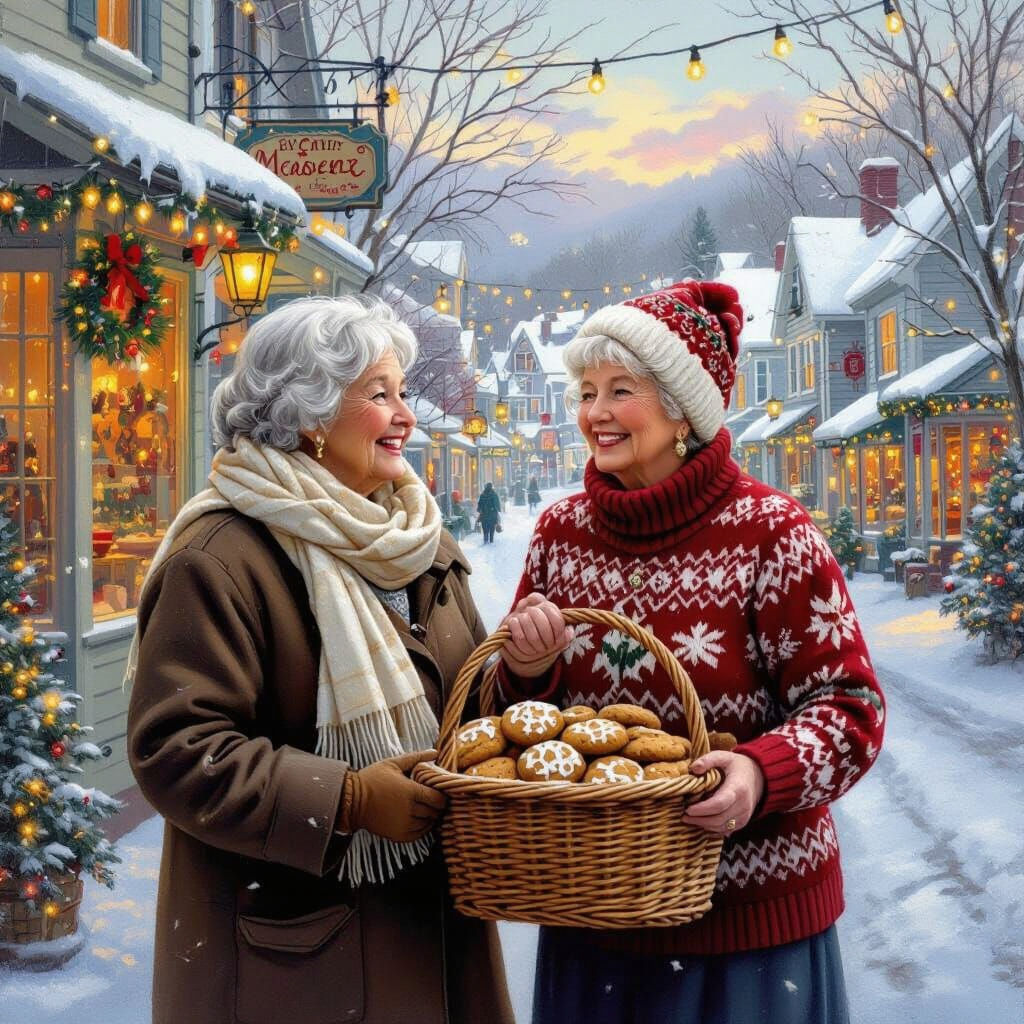 Charming Coastal Town Scene in Kinkade Style