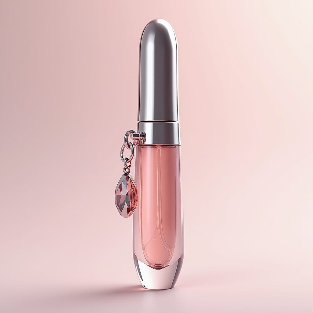 Elegant Futuristic Lip Gloss Bottle in Metallic Finish