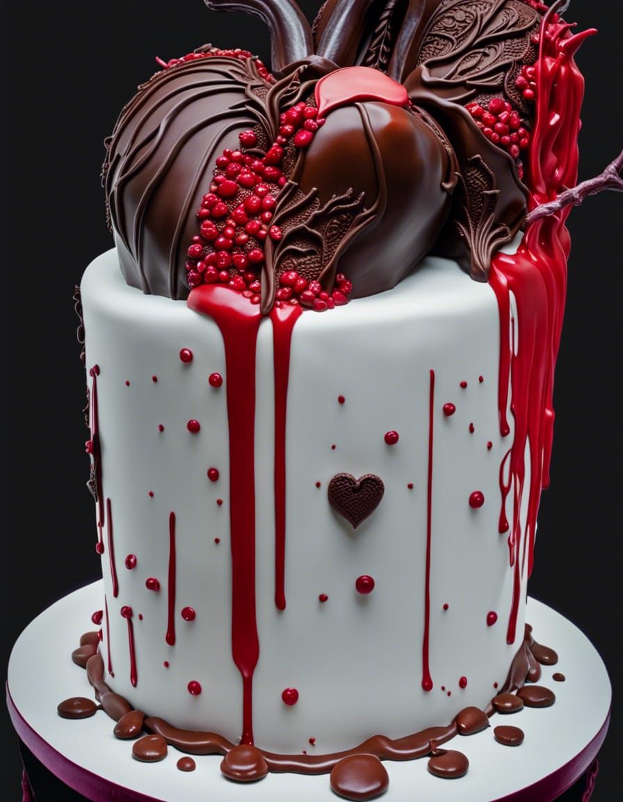 Gothic Wedding Cake with Heart Sculpture