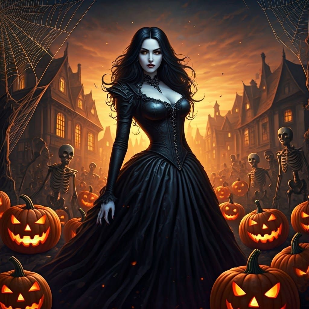Gothic girl in halloween town