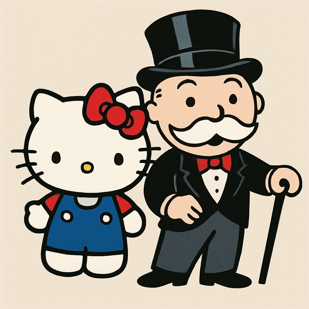Hello Kitty and Mr. Monopoly Together