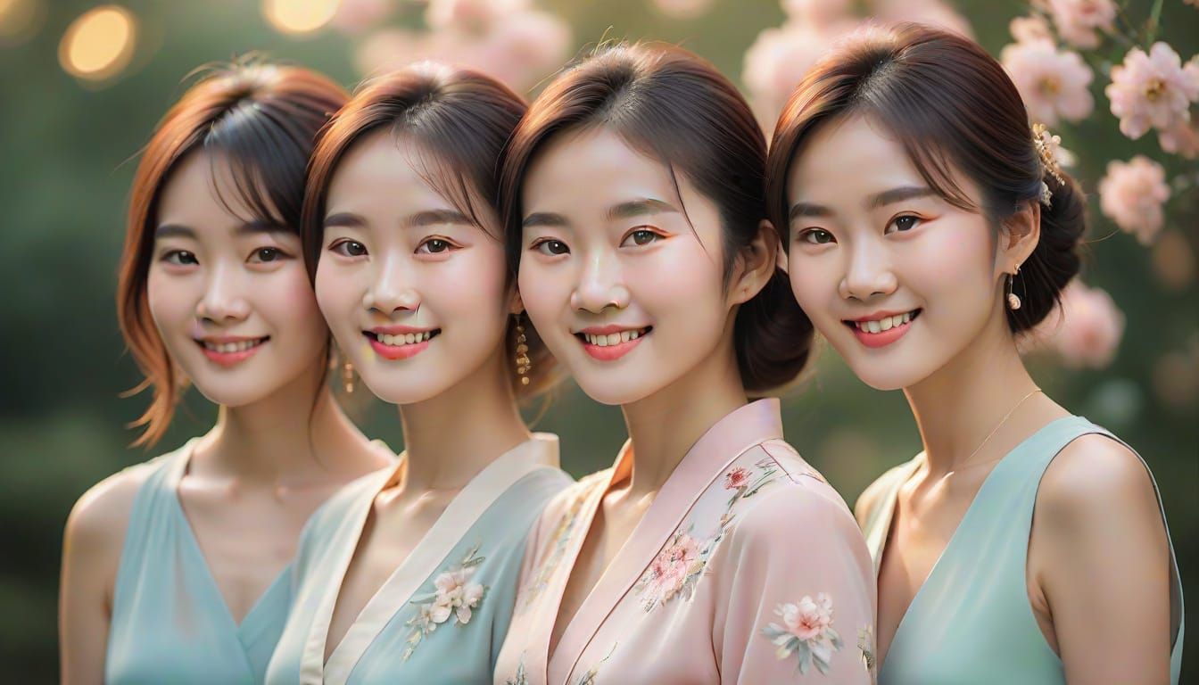 Elegant Chinese Women in Soft Focus