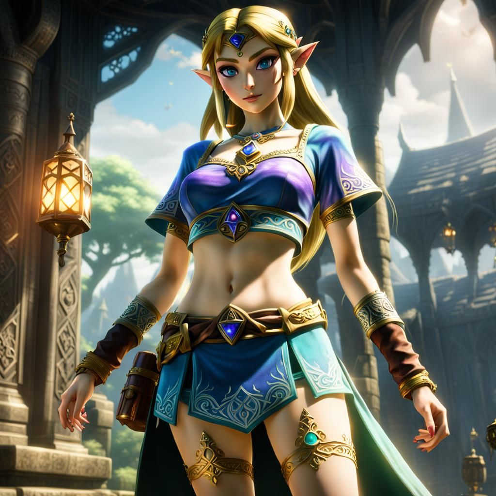 Hyperrealistic Princess Zelda as Skimpy Witch