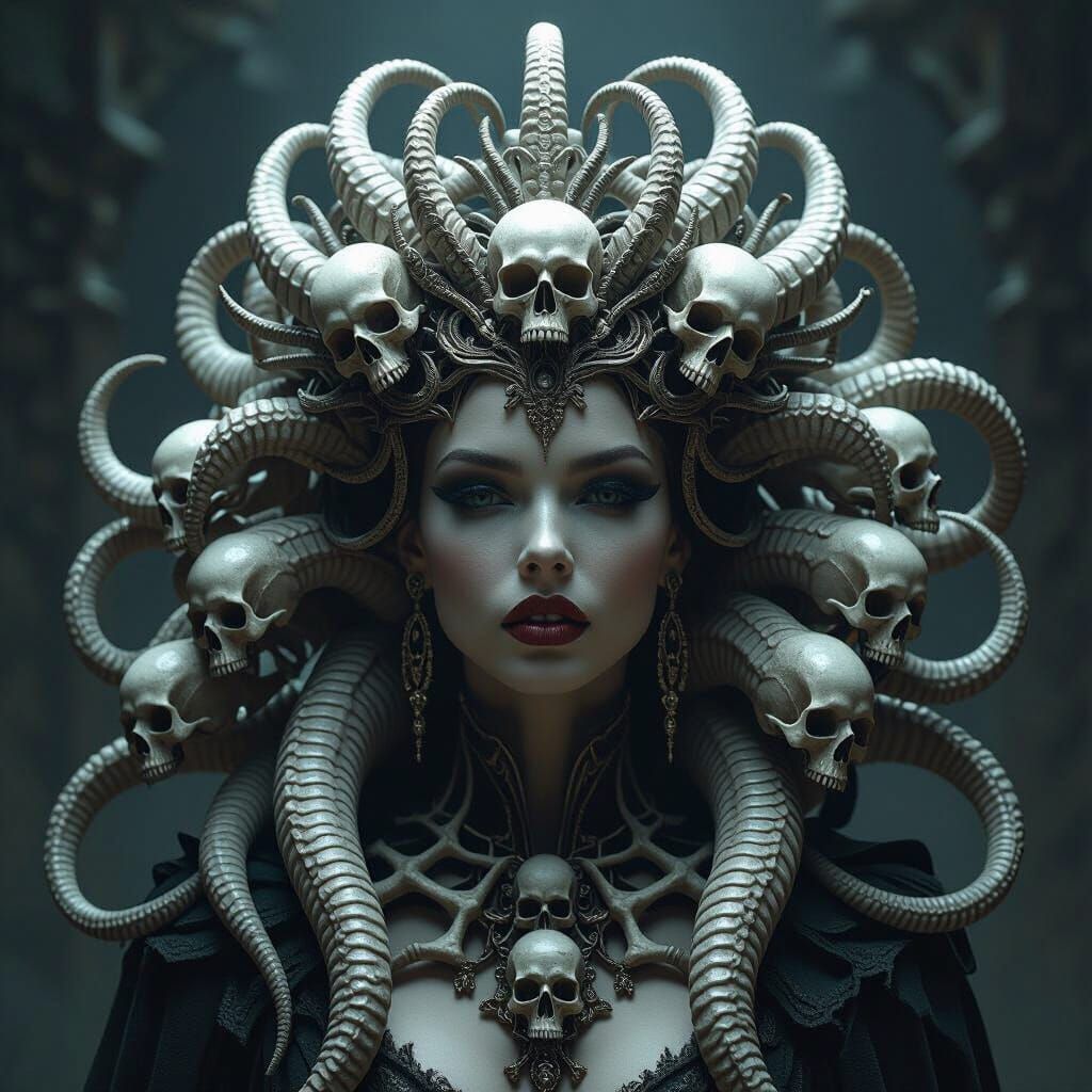 Regal and Terrifying Queen Hydra with Bone Crown