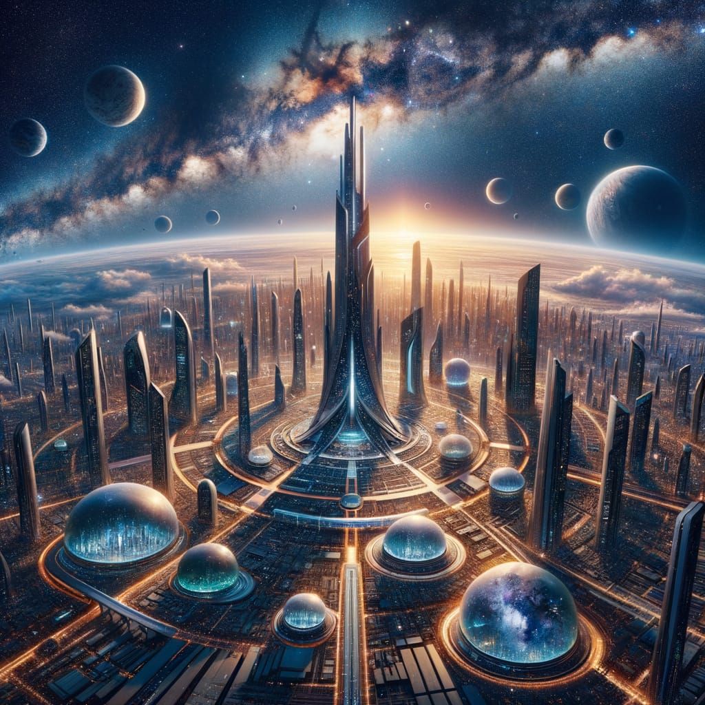 Futuristic Utopian City in a Far-Off Galaxy