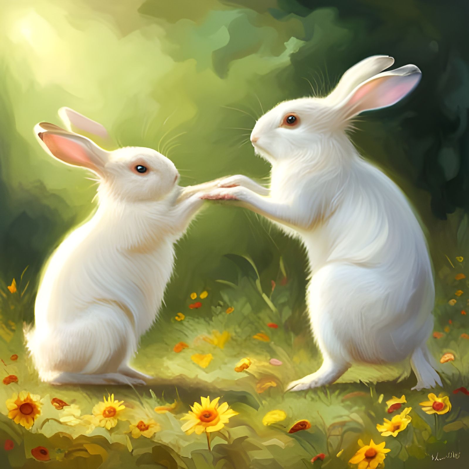 Rabbits Boxing: Action Painting in 8k Resolution