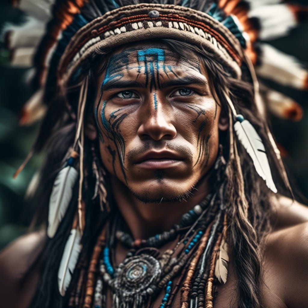 Detailed Native American Man Portrait