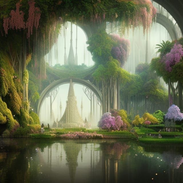 Utopian City with Floating Gardens: Digital Matte Painting