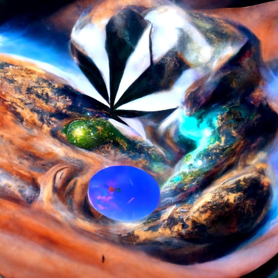 Marijuana Leaf Planet in Holographic Illustration
