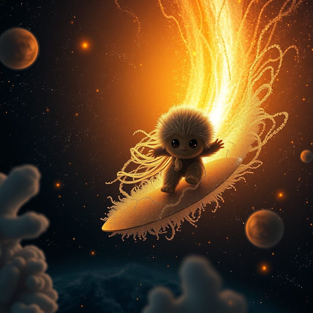 Kawaii Ewok Surfer Rides the Golden Comet