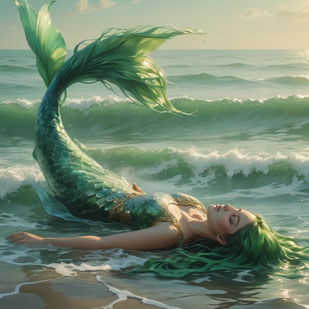 Dreaming Mermaid Portrait in Comic Style