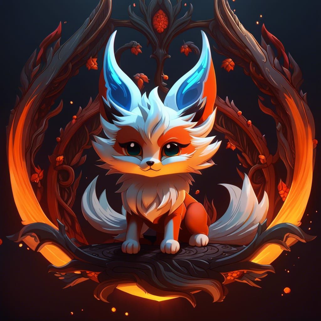 Nine-Tailed Fox Chibi: Fantasy Concept Art