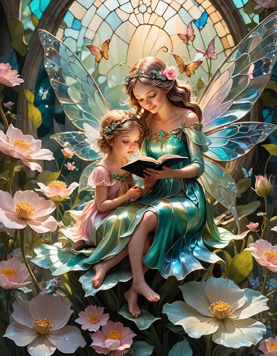 Fairy Tale Reading on Giant Flower, Magical Realism
