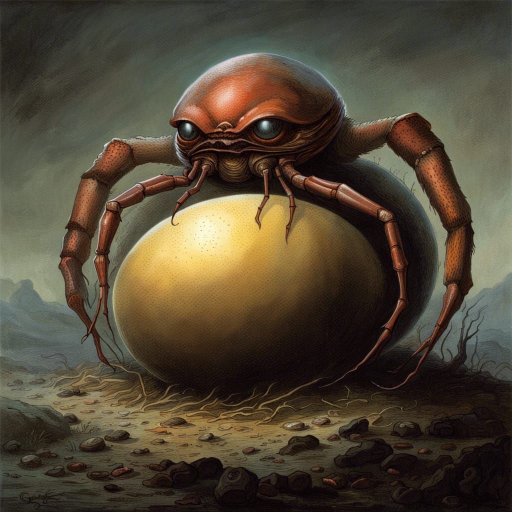 Extraterrestrial Crab Alien Emerges: Horror Art
