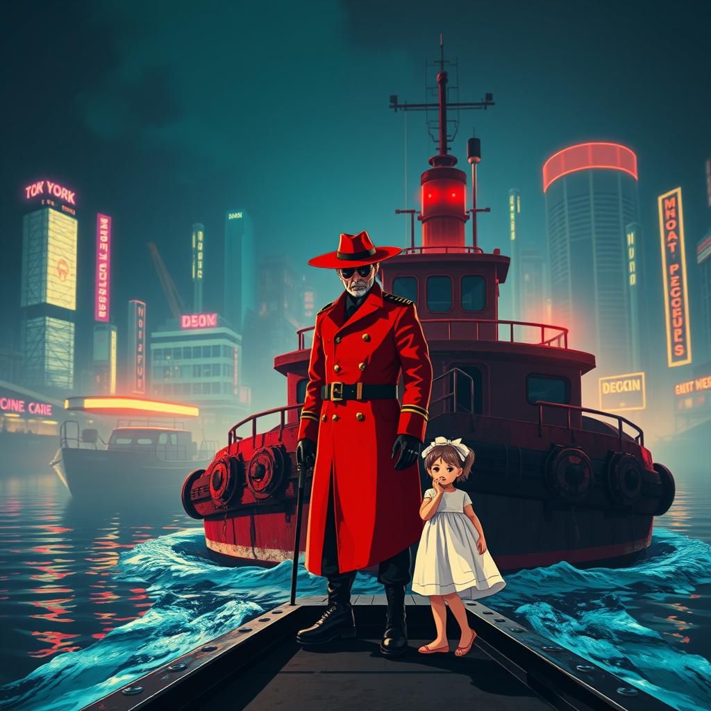 Dieselpunk Soldier Arrives at Neon Dystopia: Cel-Shaded Art