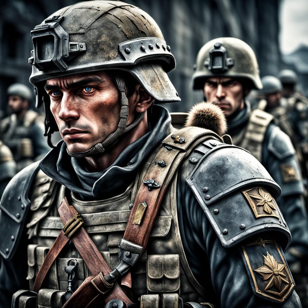 Hyperrealistic Soldier in Atmospheric Cinematic Shot