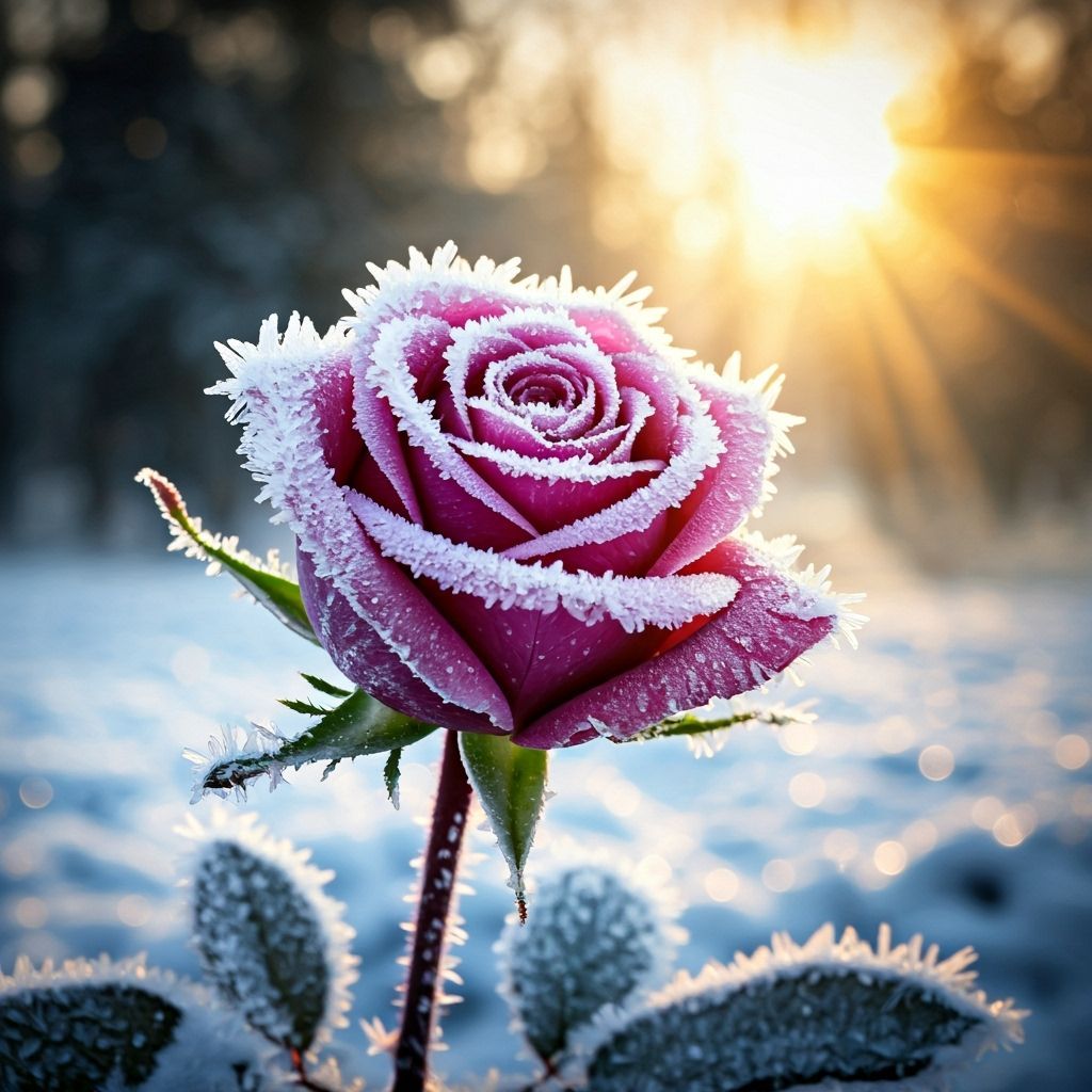 Frosted Midnight Rose at Sunrise