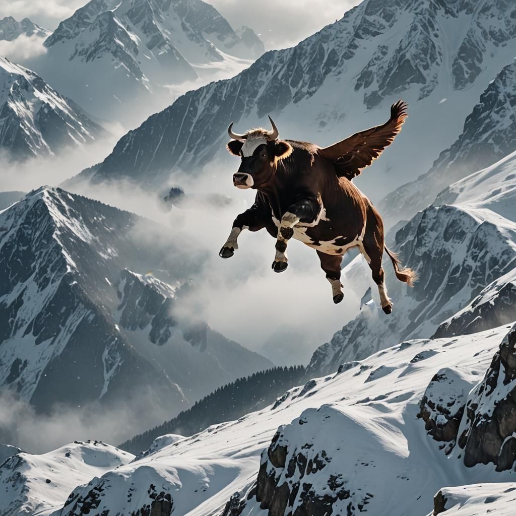 High above the mountains there flies a cow - Högt över fjällen där flyger en ko