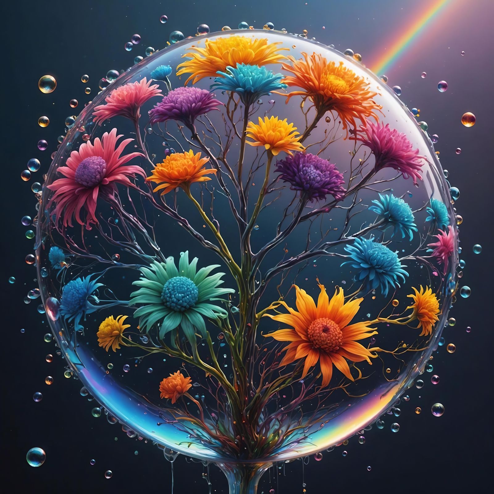 Chromatic Neuron Brain Flowers in Galaxy