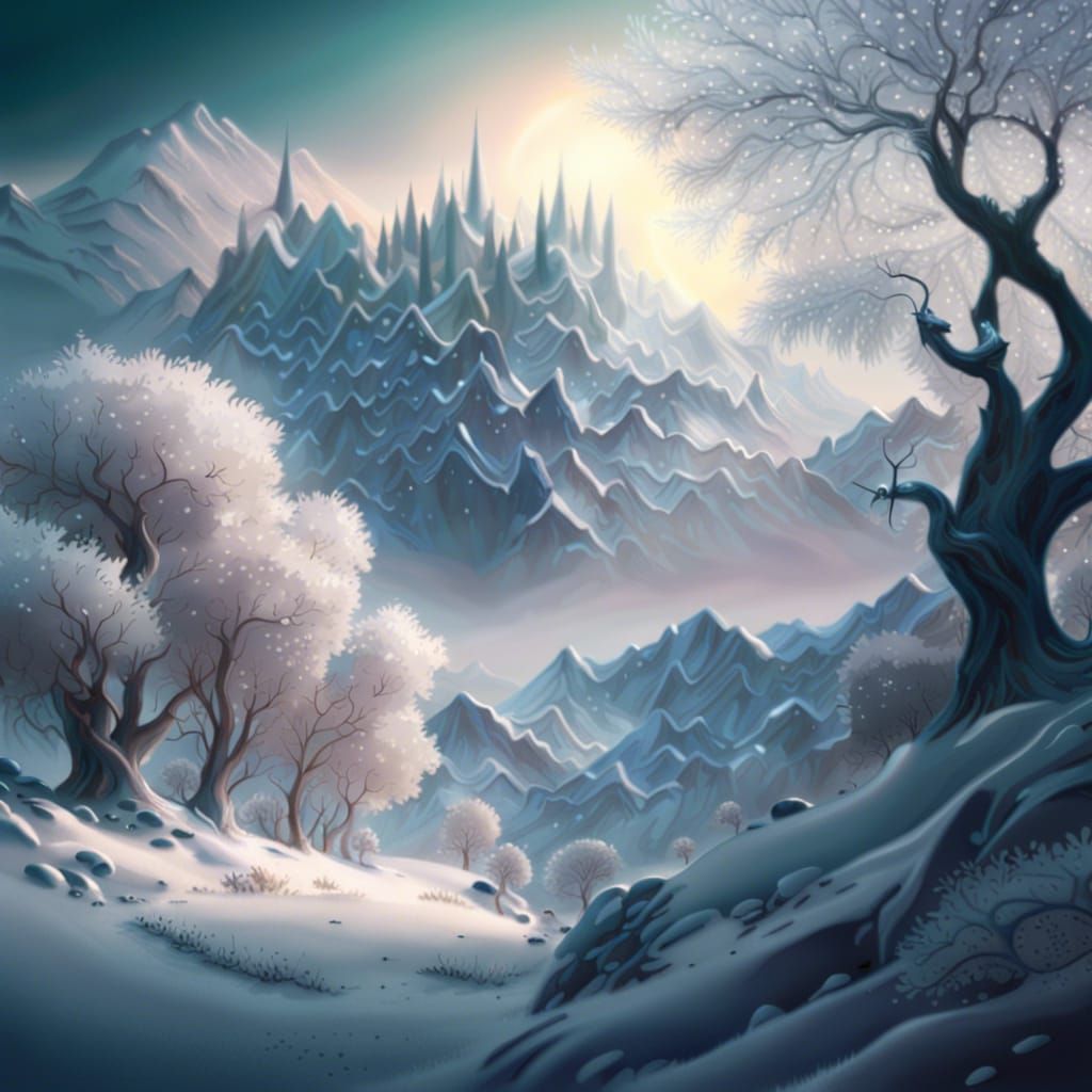 Glittering Snowflakes in a Magical Landscape