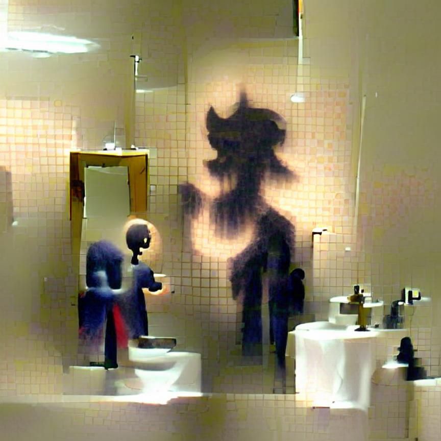 Shadow Demon Emerges in Bathroom Mirror