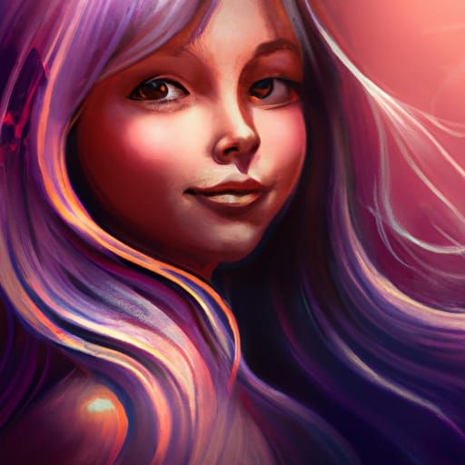Ghost Girl Portrait with Pink Hair, Detailed Art