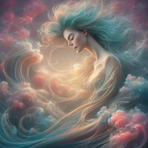 Dreamy Mermaid in Golden Hour