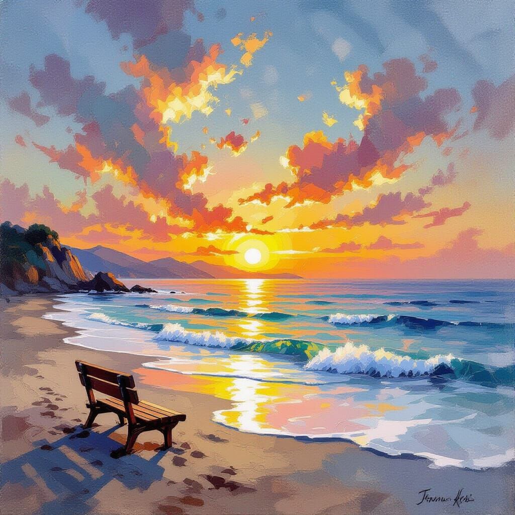 mer et plage avec un super beau couché de soleil