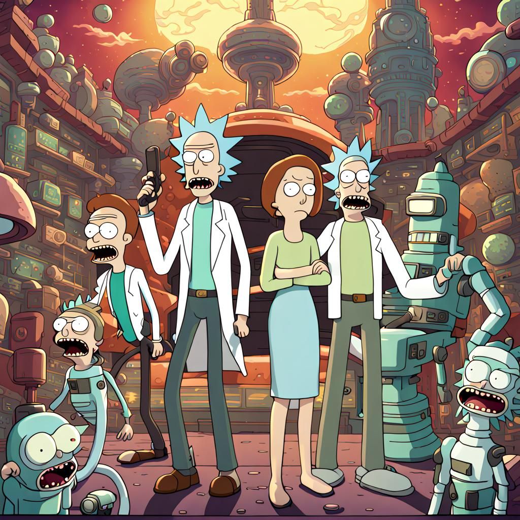 Rick and Morty Futurama Style