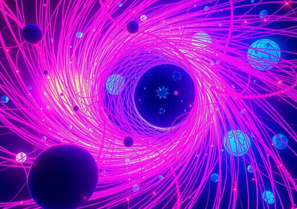 Cosmic String Vortex with Starseeds in Digital Art Style