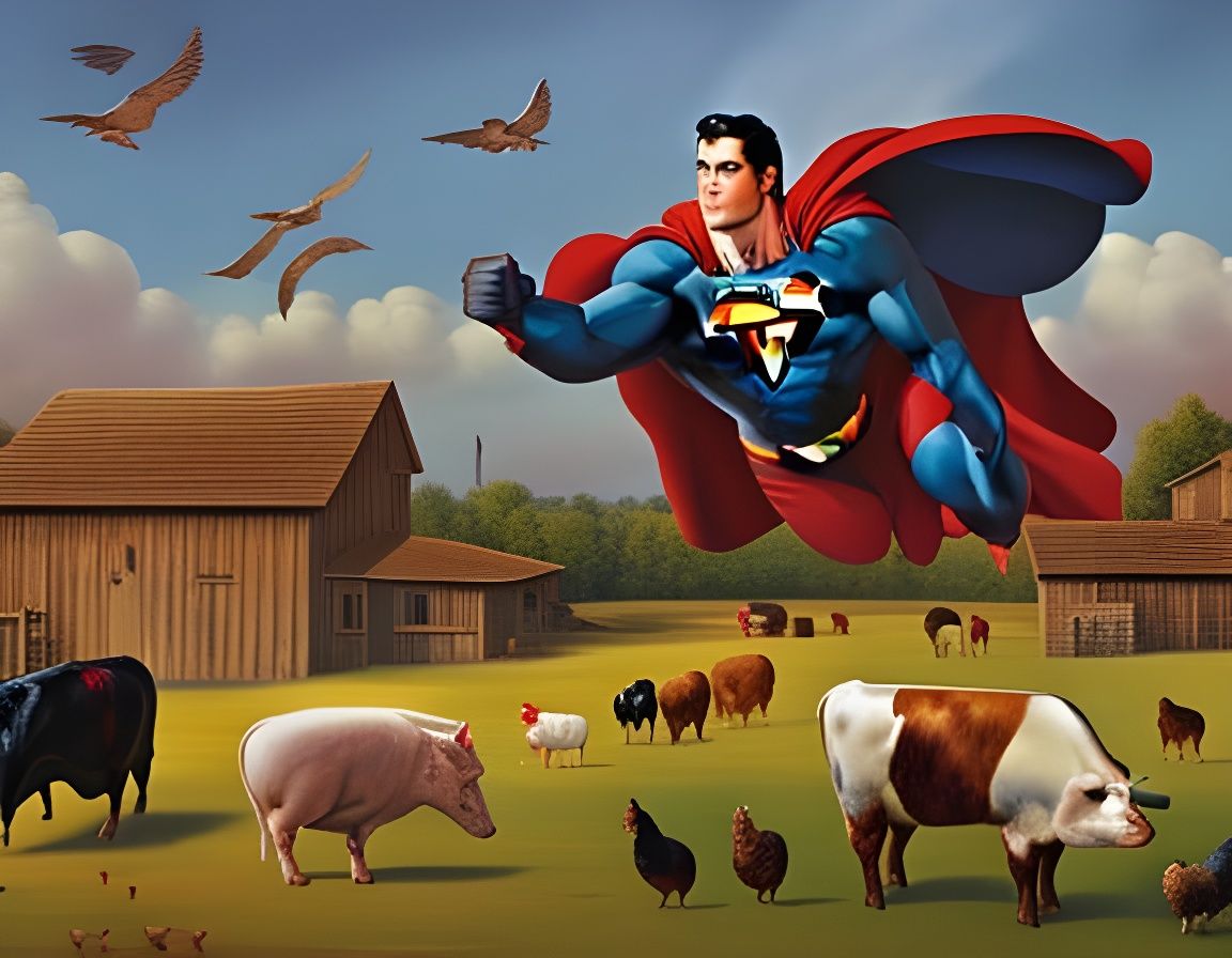 Superman Over Animal Farm: Comic Book Art