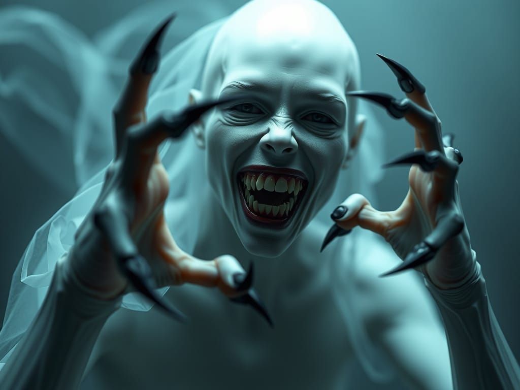 Ethereal Horror Specter Reaches Out in Darkness